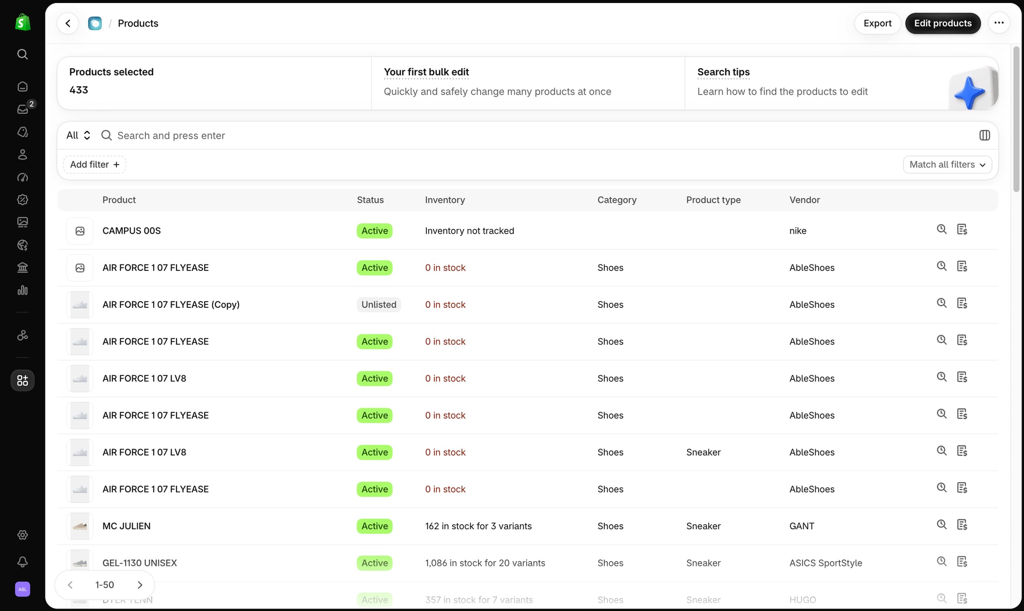 Bulk Product Editor in the new Shopify admin design